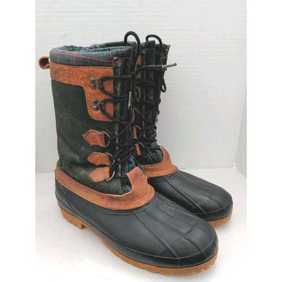 Eddie Bauer Other - Vtg Eddie Bauer Insulated Duck Boots Men 11 Green Plaid Suede Utility Chore Barn